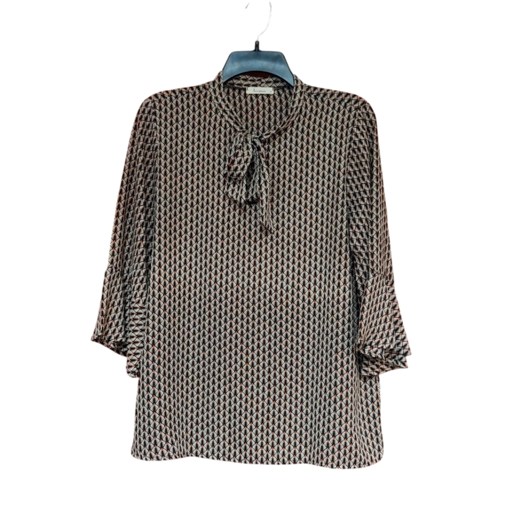 EUC Les Amis Black and Brown Patterned Blouse Size M